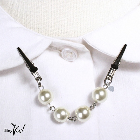 Pearl Sweater Guard Cardigan or Collar Clip in Organza Gift Bag - Hey Viv - Picture 2 of 5